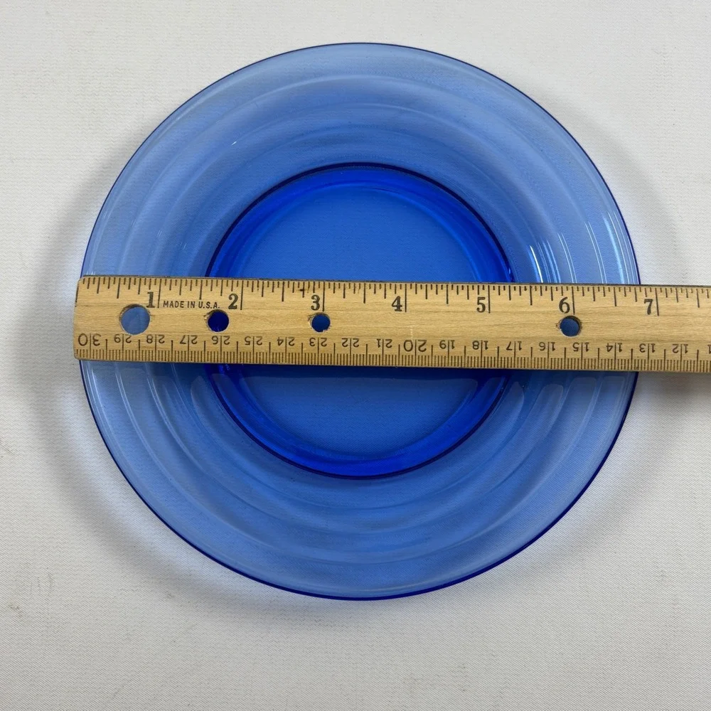 Vintage Hazel Atlas Modertone Cobalt Blue Salad Plate Transparent Glass